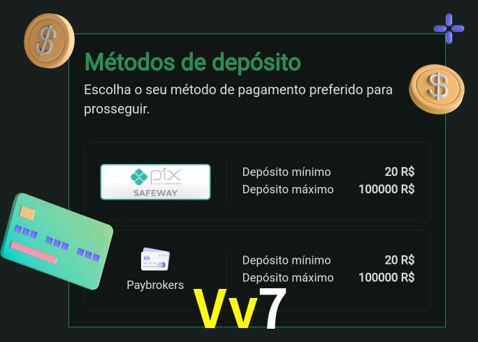 O cassino Vv7 oferece uma grande variedade de métodos de pagamento